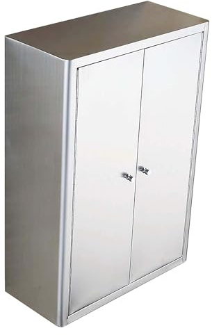 Hängeschrank Küchenschrank aus Edelstahl Mehrzweckschrank Metall mit Türen Werkzeugschrank Hängend Werkstattschrank für Küche, Bad, Garage, Werkstatt, Lager(40 * 60 * 14cm)