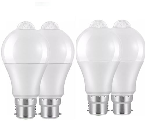 EBILUN PIR Motion Sensor B22 LED Lamp Bulb Cool White 15w Auto ON/Off Energy Saving Light for Stairs, Garage, Corridor, Walkway, Yard, Hallway (Cold White,4pcs)