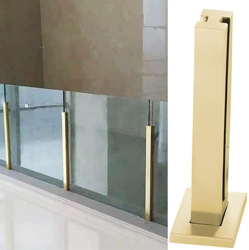 Sistema de barandilla de vidrio de 125 cm, postes dorados mate, paneles de vidrio templado, abrazaderas cuadradas para terraza moderna, porche, loft, barrera de seguridad al aire libre, elegante