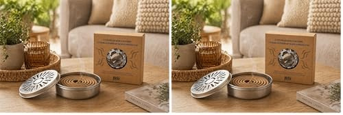 BSI - Barrière A Insectes - Spirale Base Citronnelle - Avec Boîte En Inox - 10 Pièces Jusqu'à 60 heures De Bien Être (Lot de 2)