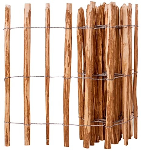 Staketenzaun Haselnussholz 90x500 cm, Naturholz Lattenzaun, Sichtschutz Outdoor, Garten Teich Blumenbeet Umzäunung, langlebiger Holzzaun