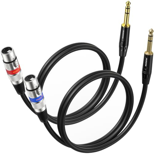 NUOSIYA 6.35mm TRS to XLR Female 1M 2 Pack, XLR to 1/4 Inch Jack TRS Cable for Speakers, Mixer, Audio Sound Consoles, Power Amplifier