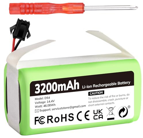 Batería de Repuesto 14,4V 3200mAh Compatible con Conga Excellence 990/950/1090/1790/1990, Eufy RoboVac 11/11S/30/30C/35C, Ecovacs Deebot N79/N79S, IKOHS Netbot S14/S15