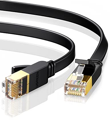 UGREEN Cat 7 Plat Câble Ethernet Réseau RJ45 Haut Débit 10Gbps 600MHz 8P8C Compatible avec Routeur Switch Modem Décodeur TV Box Internet PS5 PS4 Xbox Console de Jeux PC Portable (20M)