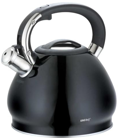 King Hoff Edelstahl Flötenkessel Teekessel Wasserkessel 3,4 Liter (Black)