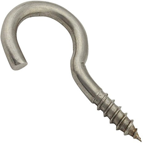 SC-Normteile Schraubhaken mit Holzgewinde - 4,4 x 50 mm - (20 Stück) - Wandhaken | Wäscheleinenhaken | gebogen | rostfrei - (Gewindelänge: 17 mm) - aus Edelstahl A2 V2A - SC9080