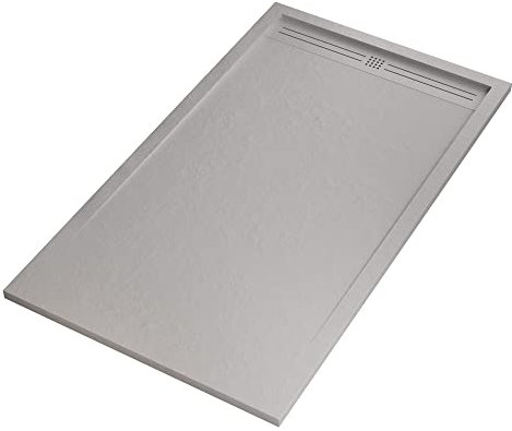 Piatto doccia in marmo resina Grigio Chiaro pietra cemento GRID - 90x90