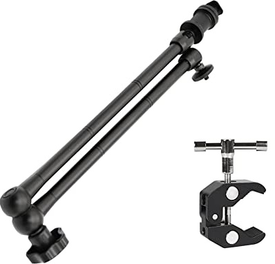 Jiklophg Braccio magico per fotocamera a snodo da 20 pollici per monitor LCD e microfono, con morsetto
