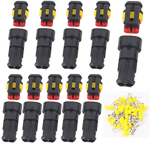 GTIWUNG 10 juegos Conector Electrico Impermeable, Impermeable Conector Enchufe, Impermeable Conector Enchufe para Coche Camión Automático, 2 Pines Clavija Conector, Conectores Estancos