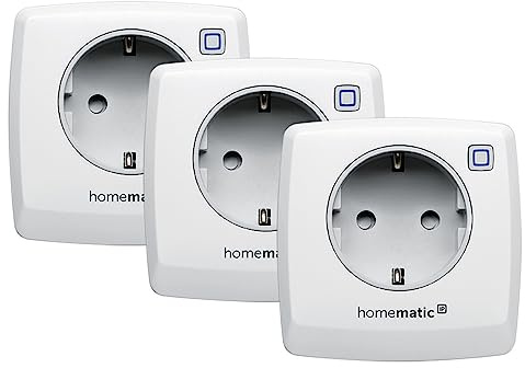 Homematic IP 3er Set Schalt-Mess-Steckdose, Smart Home, Steckdose misst Strom, digitaler Zwischenstecker Steuerung per App, Alexa & Google Home, Energie sparen
