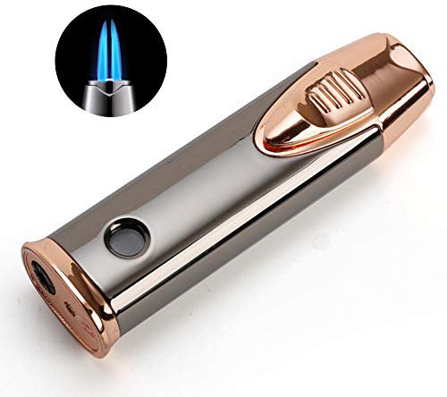 Fackelfeuerzeuge 2 Blue Jet Flame Einstellbares Winddichtes Feuerzeug Nachfüllbares Geschenkpaket Mehrzweck für Grill Camping (Butan Nicht im Lieferumfang Enthalten),Rose