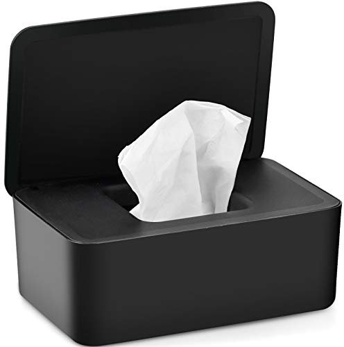 ZHENA Feuchttücher Box Baby, Box für feuchtes Toilettenpapier, Schwarz Tissue Aufbewahrungskoffer für Unterwegs, Feuchttücher Spender, Serviettenbox
