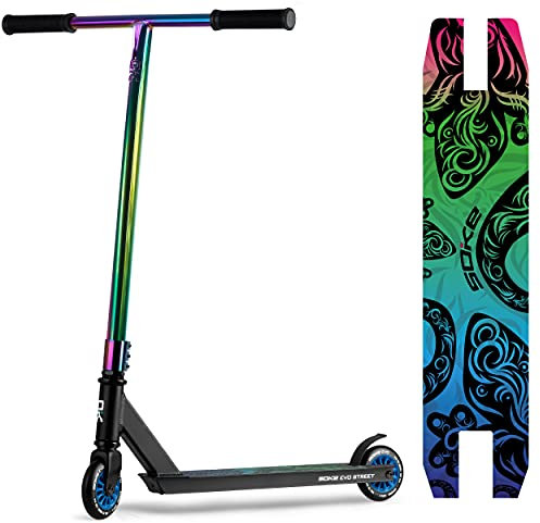 Soke Evo Street Trottinette Freestyle ABEC-9 Carbon - Trottinette Freestyle Adulte pour Skatepark - Trottinette Freestyle Garçons & Filles pour Faire des Tours & Fouets - pour Adolescents 11-15