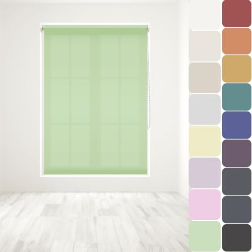 Straight Edge Dim-Out Roller Blind - Easy Fit Home Office - 90cm Width x 160cm Width Drop - Lime Green