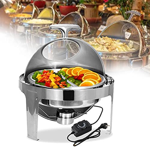DBMGB 6L Chafing Dish Eléctrico, Servidor de Buffet, Calientaplatos de Acero Inoxidable para Hotel Fiesta y Cocina, Calentador Fe Buffet para Alimentos Calientes