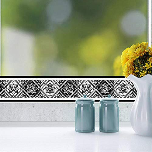 Dostear Frises Papier Peint Losange noir et blanc 10 X 400cm Moulure Murale Autocollant Murals Adhesif Murale Plinthe Adhesive PVC