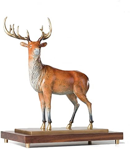 dtkmkj Hirsch Bronzefiguren Hirsch Skulptur Handgemachte Tier Schreibtisch Statue Dekor Ornamente Handwerk Weihnachten Geburtstagsgeschenke