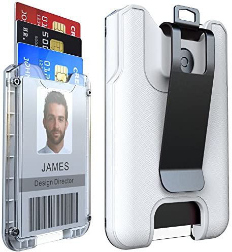 LIUGX Ausweishalter / Kartenhalter / tragbare Brieftasche mit Metallclip – strapazierfähiges Polycarbonat Ausweishalter (hält 1 bis 4 Karten) für Büro, Arbeiter, Polizei, Arbeit