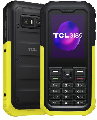 TCL 3189 – Teléfono móvil Rugged Phone 4G, impermeable y resistente a los golpes IP68, 17 días de autonomía, botón SOS, llamadas en HD, linterna LED, Dual SIM, Illuminating Yellow [Italia]