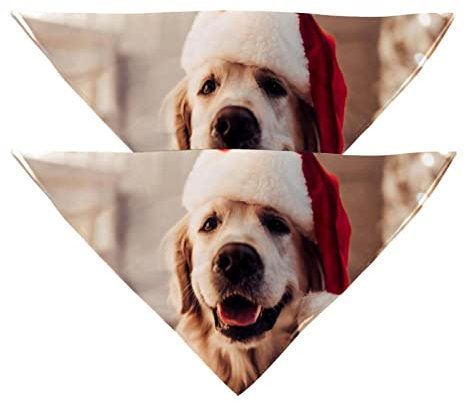 Hundehalstuch, Weihnachtsmütze, Golden Retriever, Mädchen, Jungen, Haustier-Lätzchen, Halstuch, waschbar, Halstuch, Zubehör für kleine, mittelgroße und große Hunde, Welpen, Katzen, Haustiere, 2 Stück