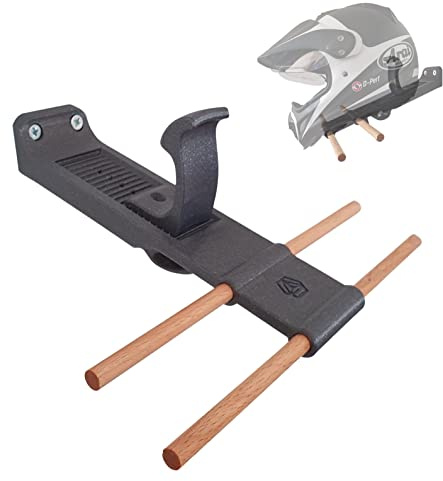 Horizontale Halterung für Motorradhelme -Motorradhelm Halterung Wand – Helmhalter Wand Motorrad - Ablage mit Haken zum Aufhängen von Motorradhelm und Jacke - Made in EU