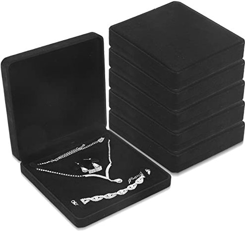 Yinkin 6 Pcs Velvet Jewelry Set Box Jewelry Display Case Earring Ring Bracelet Necklace Gift Box Pearl Necklace Storage Case for Mother's Day Wedding Travel Anniversary(Black)