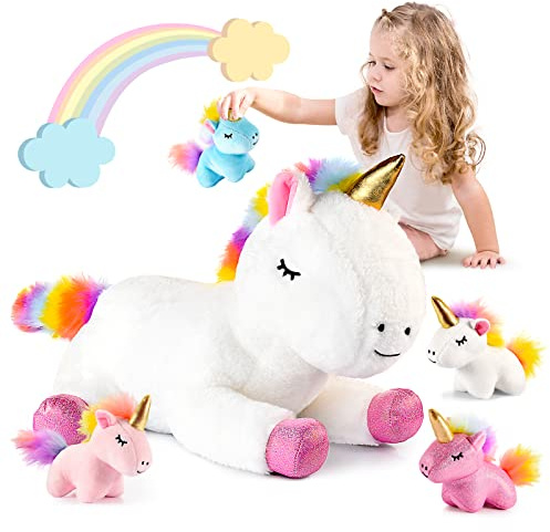 EUTOYZ Stuffed Animals Unicorn Gifts for Girls, Toys for 3-10 Year Old Girls Gifts Teddy Birthday Gift for 3 4 5 6 7 8 9 Year Old Girl Toys Unicorn Soft Toys for Girl age 3-12