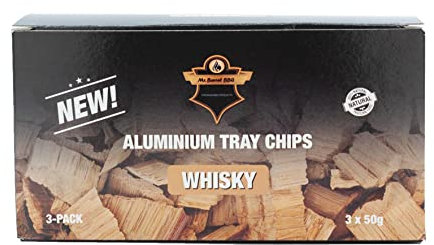 POWERHAUS24 Räucherchips Whiskey in Aluschale 3X 50g, Gourmet-Qualität, 100% natürlich, aus Eichenfässern von Premium Spirituosen-Produzenten, exzellentes Aroma