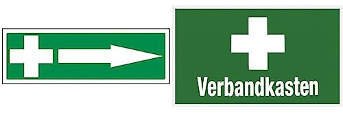 vsafety 31020 ax-sErste Hilfe Pfeil rechts Erste Hilfe Allgemeine Schild, 300 mm x 100 mm, grün & Metafranc Hinweisschild Verbandkasten - 250 x 150 mm/Beschilderung/Infoschild/Verbandskasten