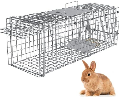 Moclever Humane Rattenfalle für lebende Katzen, Lebendfallen für Ratten, lebende Tiere, Nagetierkäfig, zusammenklappbar, verzinkter Draht für kleine Kaninchen, Eichhörnchen, Murmeltiere, Maulwurf,