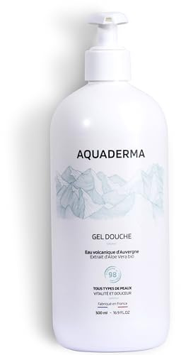 Aquaderma - Gel douche - Aloe vera et eau volcanique - Bio - 500 ml | Soin Lavant Doux - Hydratation Quotidienne - Tous Types de Peaux - 98% Origine Naturelle - Fabriqué en France