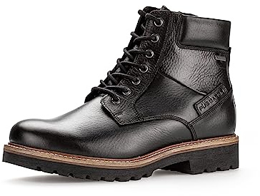 Pius Gabor Bottes pour homme, chaussures à lacets, Gore Tex, semelle intérieure amovible en latex, doublure en laine, fermeture éclair, Noir , 40 EU