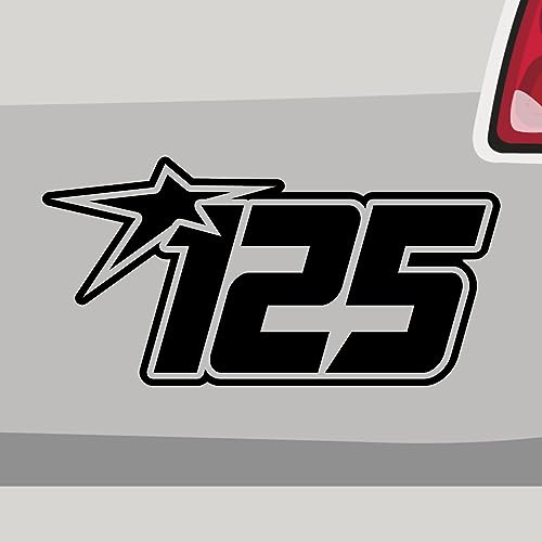Stickerfreaks Startnummer 125 Aufkleber Größe: 14x7cm (M) | Farbe: 70-schwarz | Racenumber Sticker Kleber Deko Tuning Zahl