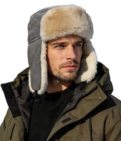 Clakllie Winter Warm Aviatormütze Kunstfellmütze Fellmütze,Trappermütze Bomber Hut mit Ohrenwärmer Wintermütze Uschanka Russen mütze mit Ohrenklappen,Unisex Fliegermütze Pilotenmütze Ohrenschützer