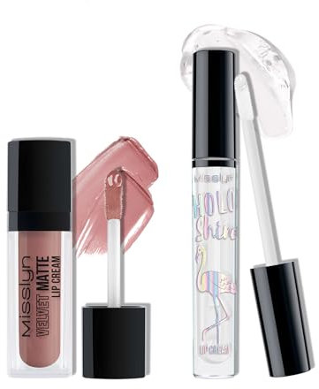 Misslyn Set Lucidalabbra a Lunga Durata e Balsamo per Labbra Carnose Crema Volumizzante