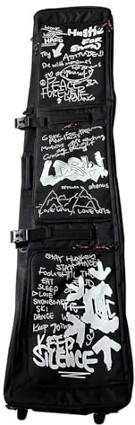 Hapihom Borsa da sci, borsa da snowboard con ruote, borsa da snowboard imbottita con sistema di attacco fisso per snowboard, borsa da viaggio impermeabile, borsa da snowboard per tutti i terreni,