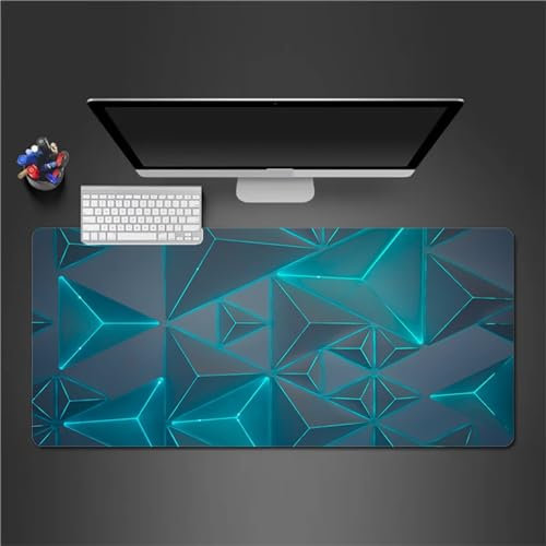 QiHon Mauspad Groß Gaming Grün Geometrisch Mousepad XXL 700x400x2mm rutschfeste Schreibtischunterlage Gaming Tastatur Matte Abwaschbar für PC Zuhause Büro