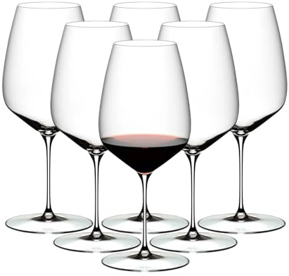 RIEDEL Veloce Cabernet/Merlot Weinglas 6er Set, 829 ml, Rotweingläser für komplexe Weine, Kristallglas