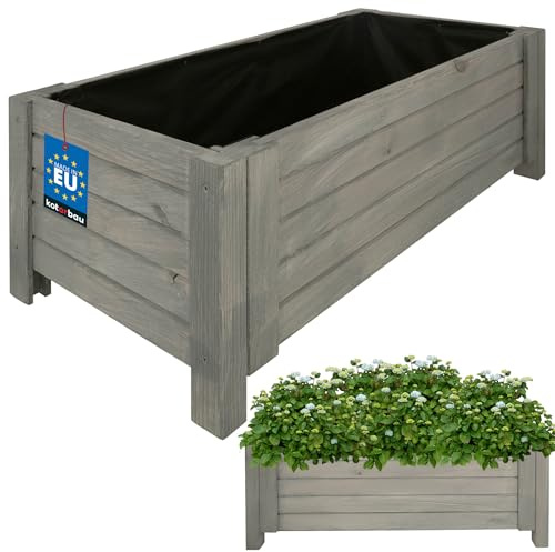 KOTARBAU® Växtlåda - Träplanteringslåda - 79 x 39 x 30 cm - Blomlåda - Planteringslåda Trä - Antracit - Planteringslåda för Balkong - Terrass Trädgård - Balkonglåda - med Vlies för Ogräs