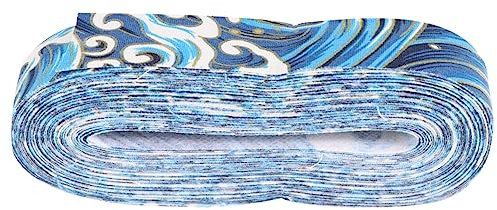 Hohopeti Bedrucktes Baumwollband Bunte Stoffbänder Für Diy-kunsthandwerk Hochzeitsdeko Geschenkbänder Bastelbedarf Blau