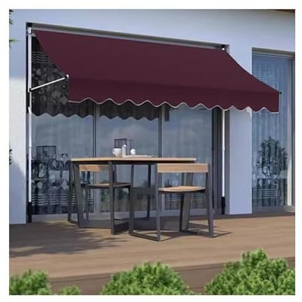 Rosso Store d'extérieur rétractable pour pergola 350 x 120 cm Protection UV 100 % polyester Auvent réglable et durable
