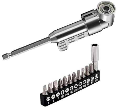 Accesorio de accionamiento en ángulo recto, adaptador de llave angular, juego de adaptadores de esquina, accesorios de destornillador, adaptador de taladro, 105 grados, para atornillar tornillos en