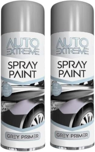 GSV Essentials All Purpose Gray Primer Spray Paint, Aerosol, Durable and Long-Lasting, Fast Drying, Indoor, and Outdoor, Suitable for Wood, Metal, Plastic,250ML, (2PCS)