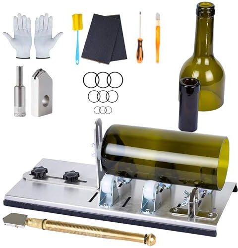 BORDEAG Kit coupe-bouteille en verre pour bouteilles, verre à vin, coupe-bouteilles, kit de découpe de bouteilles, coupe-verre DIY pour couper des bouteilles, du vin, des liqueurs, de la bière, du