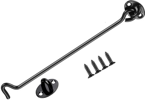 ZiYuya gancio e chiavistello a occhiello, gancio porta in acciaio inox, gancio per cancello della cabina, gancio blocca gancio finestra chiusura con gancio e occhiello resistente gancio 12 Inch