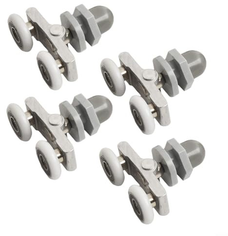 Lot de 4 roulettes doubles pour porte de douche - Design silencieux - 19 mm
