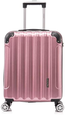 RAYKONG Valise Cabine 55x40x20cm (44L) Polycarbonate - avec Protection dans Les Coins - Serrure integrée - 20 Pouces - (RK04|Rose dorée)