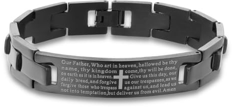 Eigso Herren Edelstahl Kette Armband Punk Rock Kreuz Link Armband Bibel Vers Bangle Ketten für Mann Frau