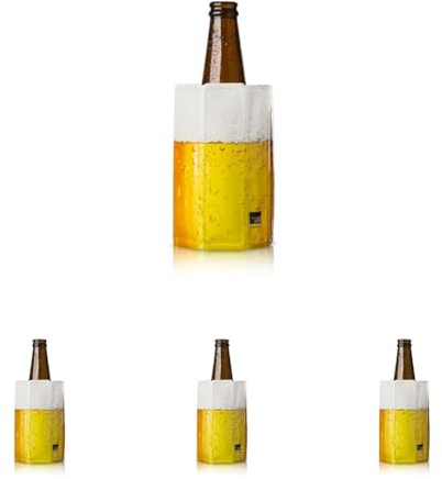 Vacu Vin Bierkühler Manschette - Getränkekühler für Bierflaschen (0,3-0,5 l) - Kühlt Getränke Schnell und Hält Stundenlang Kalt (Packung mit 4)