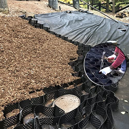 Stabilisateur de pavage de gravier flexible, extra large, 3 m x 5 m, tapis en nid d'abeille pour allée, pente et jardin, géogrille piétinable, solution de stabilisation d'herbe réutilisable